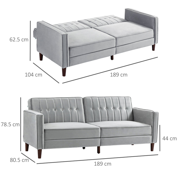 Modern Convertible Sofa Futon Velvet-Touch Tufted Couch Compact Loveseat with Adjustable Split Back