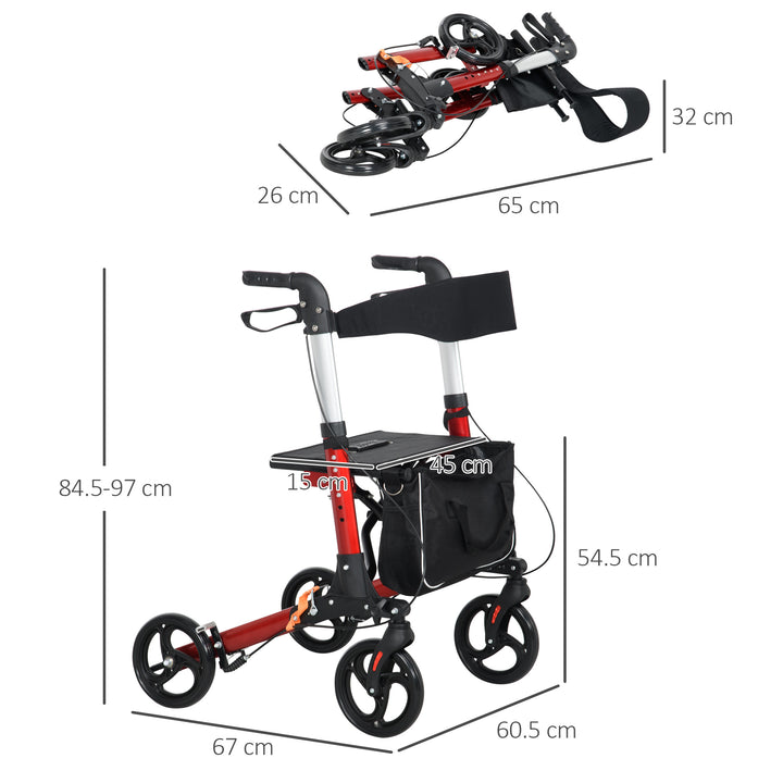 Folding Rollator Walker w/ Seat & Backrest