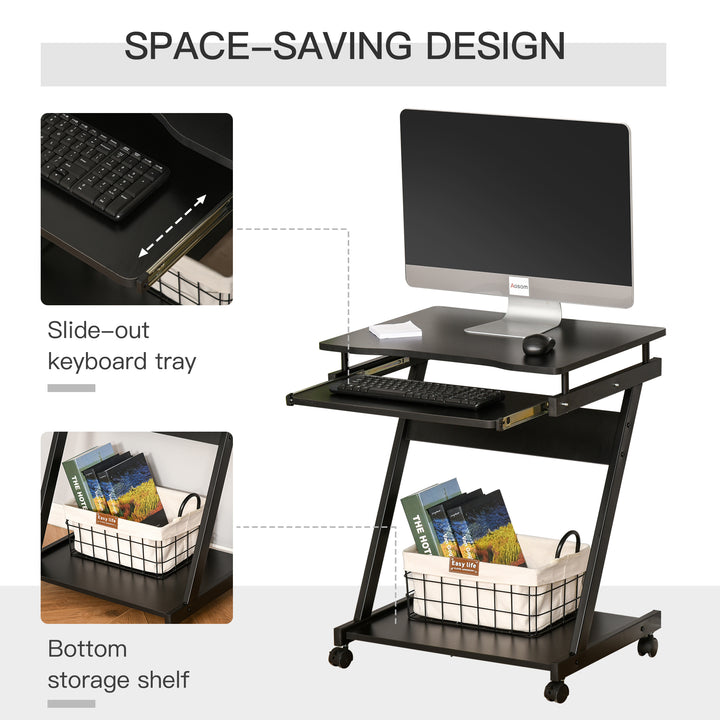 HOMCOM Movable Desk with Wheels