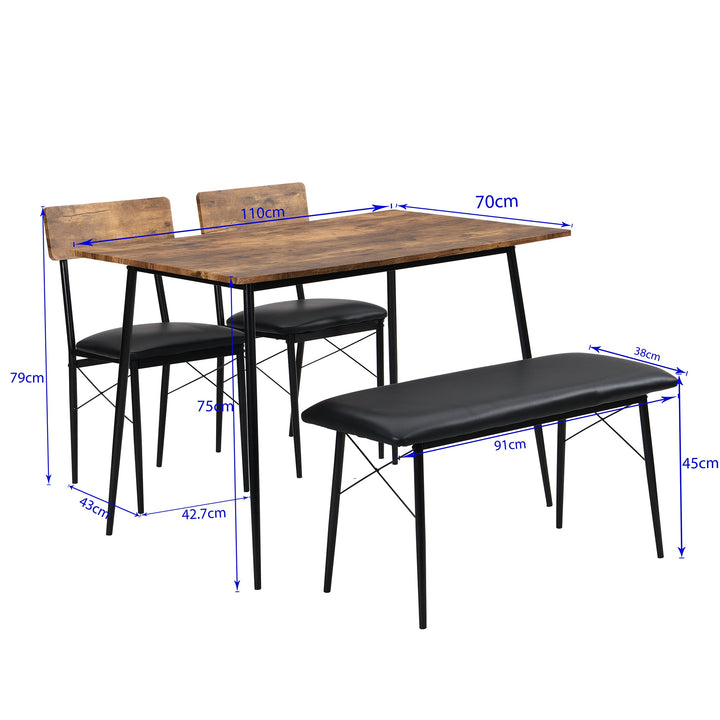 4-Piece Industrial Dining Set with Bench, Brown https://www.awin1.com/pclick.php?p=38826321849&a=1765756&m=17151 Aosom