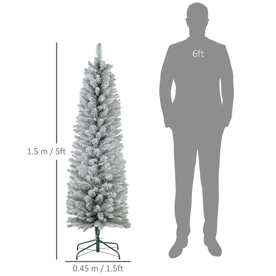 5ft Artificial Pencil Christmas Tree with 263 Snow Flocked Tips