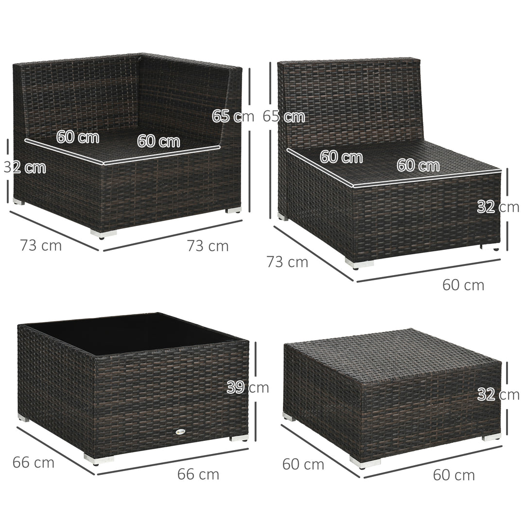 7-Seater PE Rattan Furniture Set with Adjustable Foot Pads & UV Resistance for Garden Patio Conservatory Outdoor