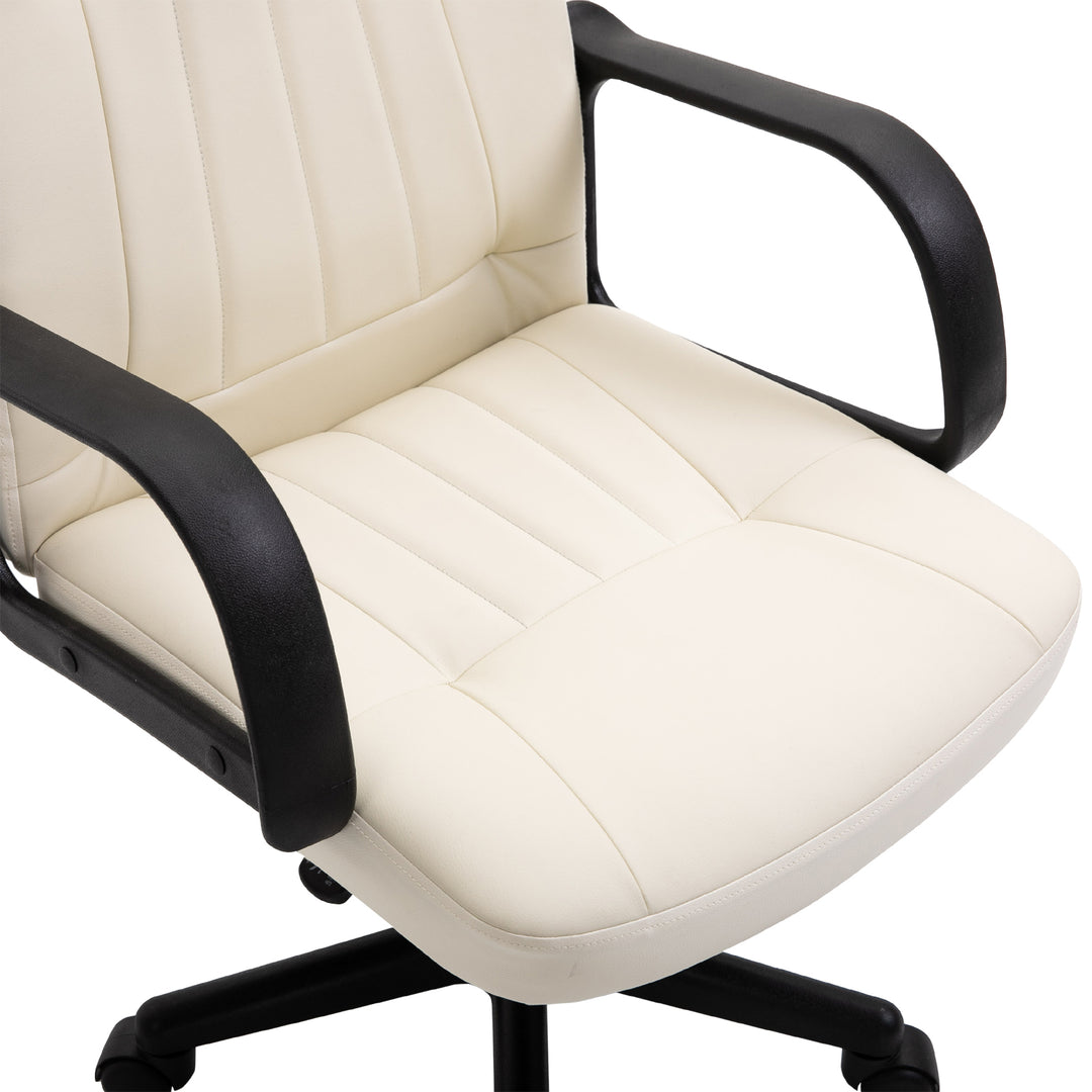 HOMCOM Swivel Executive Office Chair Home Office Mid Back PU Leather Computer Desk Chair for Adults with Arm