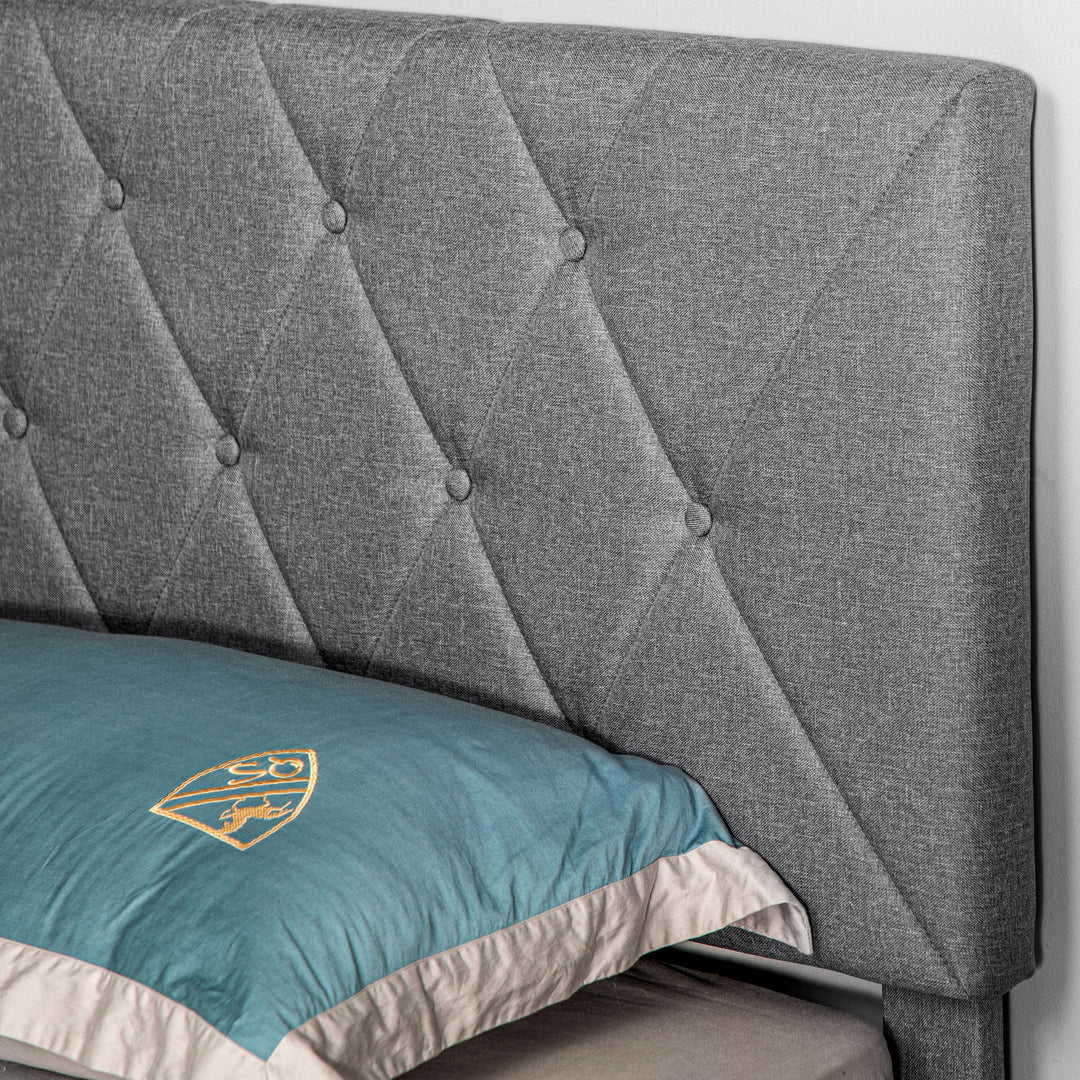 King Size Padded Fabric Headboard Bed Frame - Grey