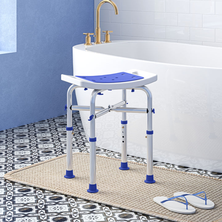 44-51.5cm Aluminium Frame Shower/Bath Stool - White