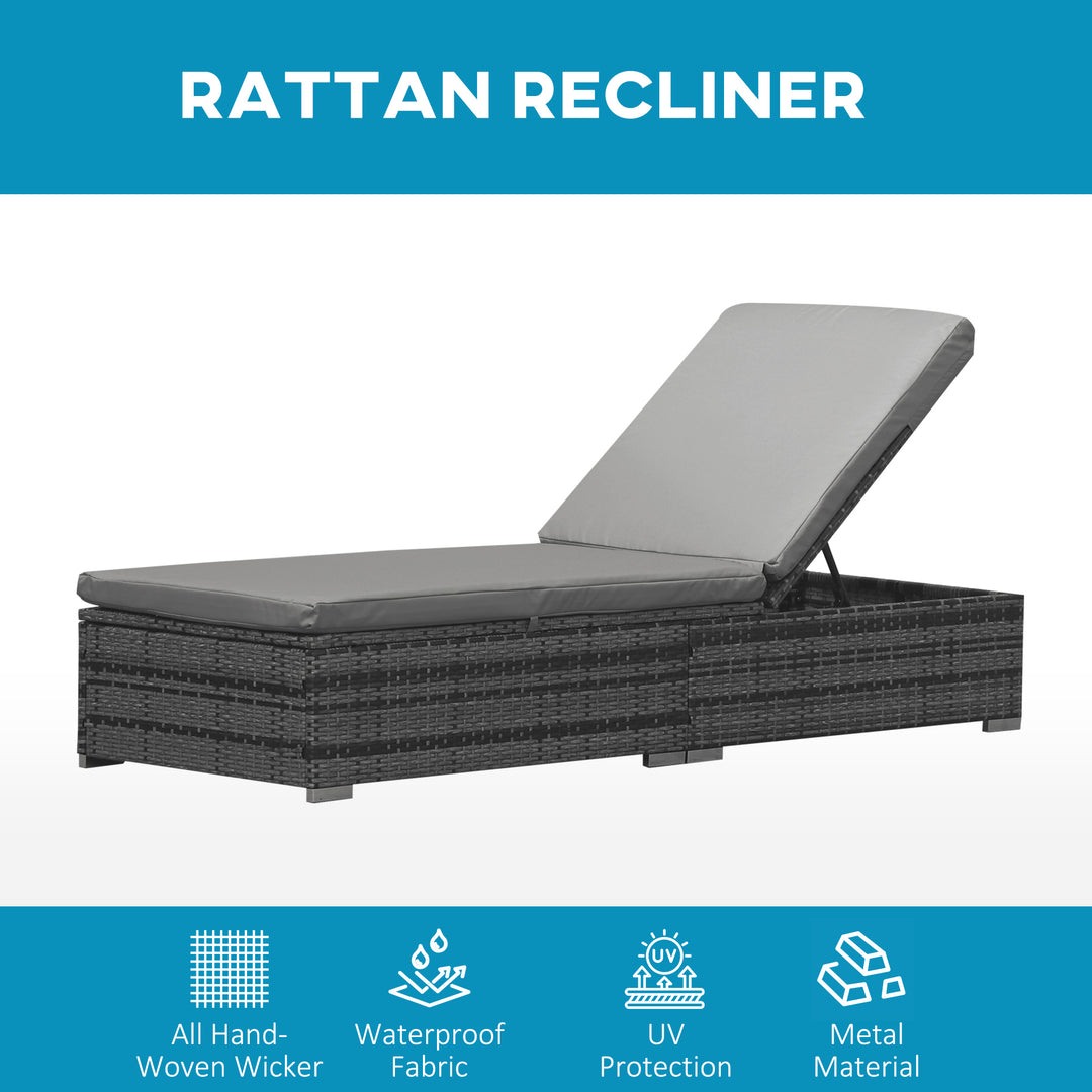 PE Rattan Sun Loungers set of 2 with Cushion