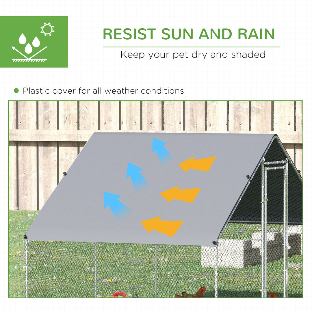 Walk-in Galvanised Steel Chicken Run with Chicken Activity Shelf and Cover