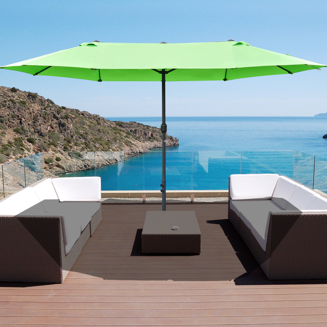 Waterproof Double-Sided Parasol: 4.6m Weather-Resistant Canopy with Cross Base