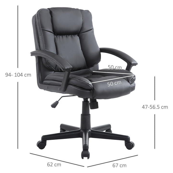 HOMCOM Swivel Executive Office Chair, Faux Leather, Mid-Back, Padding, Black