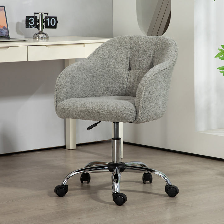 HOMCOM Swivel Armchair, Teddy Fleece, Grey