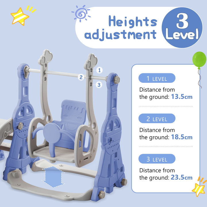 4-in-1 Children's Swing and Slide Set with Basketball Stand and Climbing Ladder