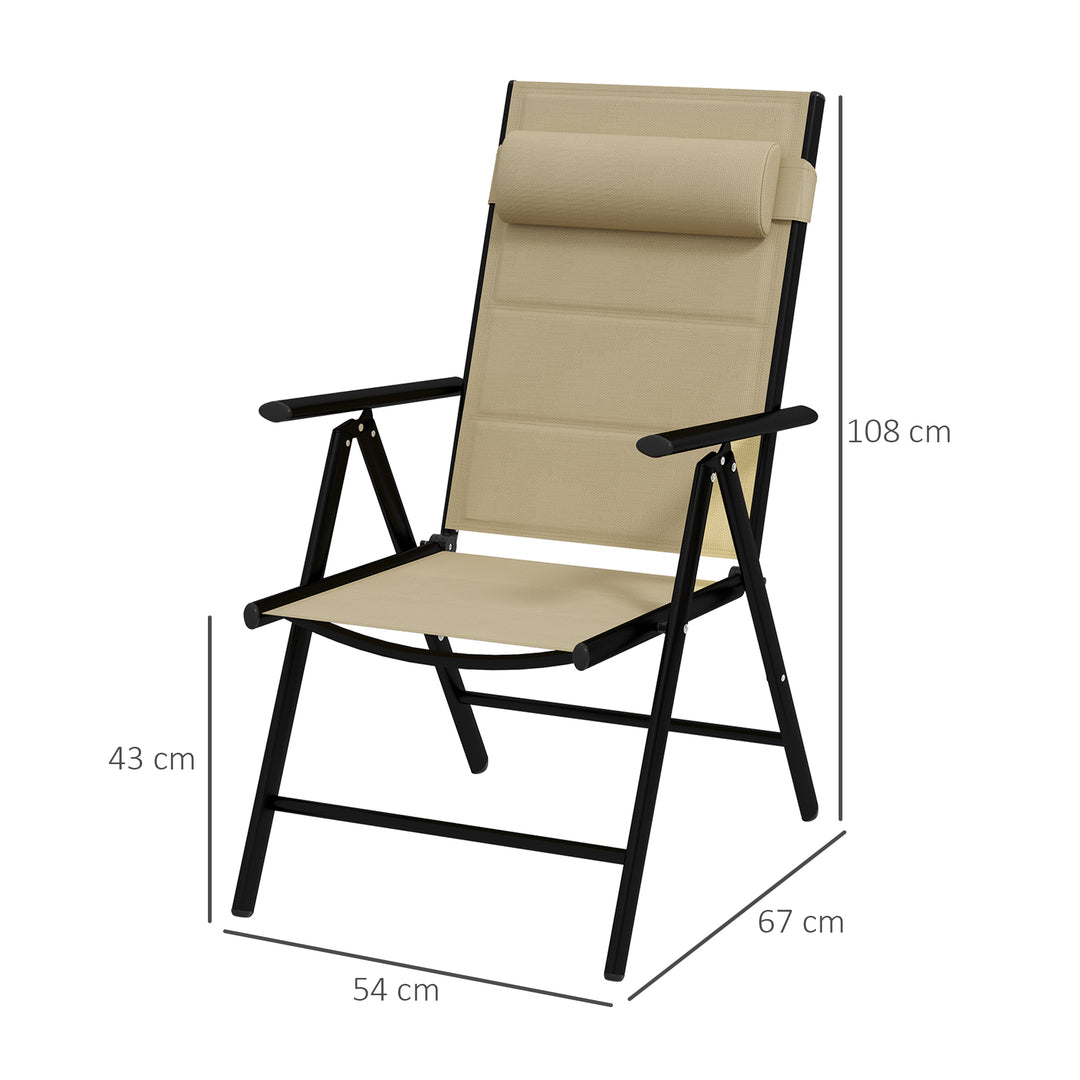 Set of 2 Patio Folding Chairs w/ Adjustable Back