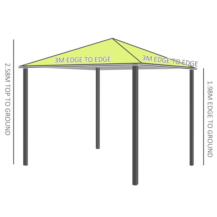 Waterproof 3m x3m Garden Metal Gazebo-Lemon Green