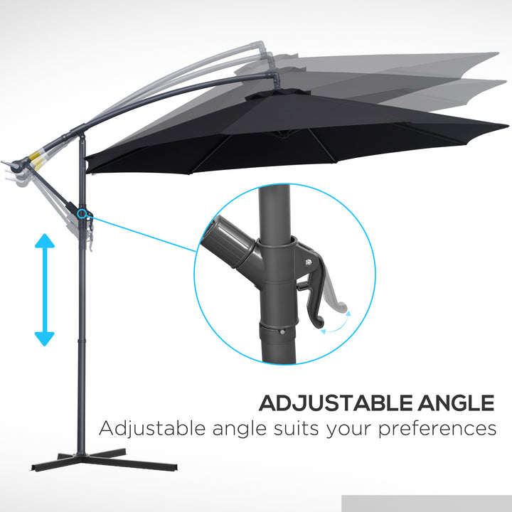 3(m) Garden Cantilever Parasol Patio Banana Hanging Umbrella Sun Shade with Crank & Tilt