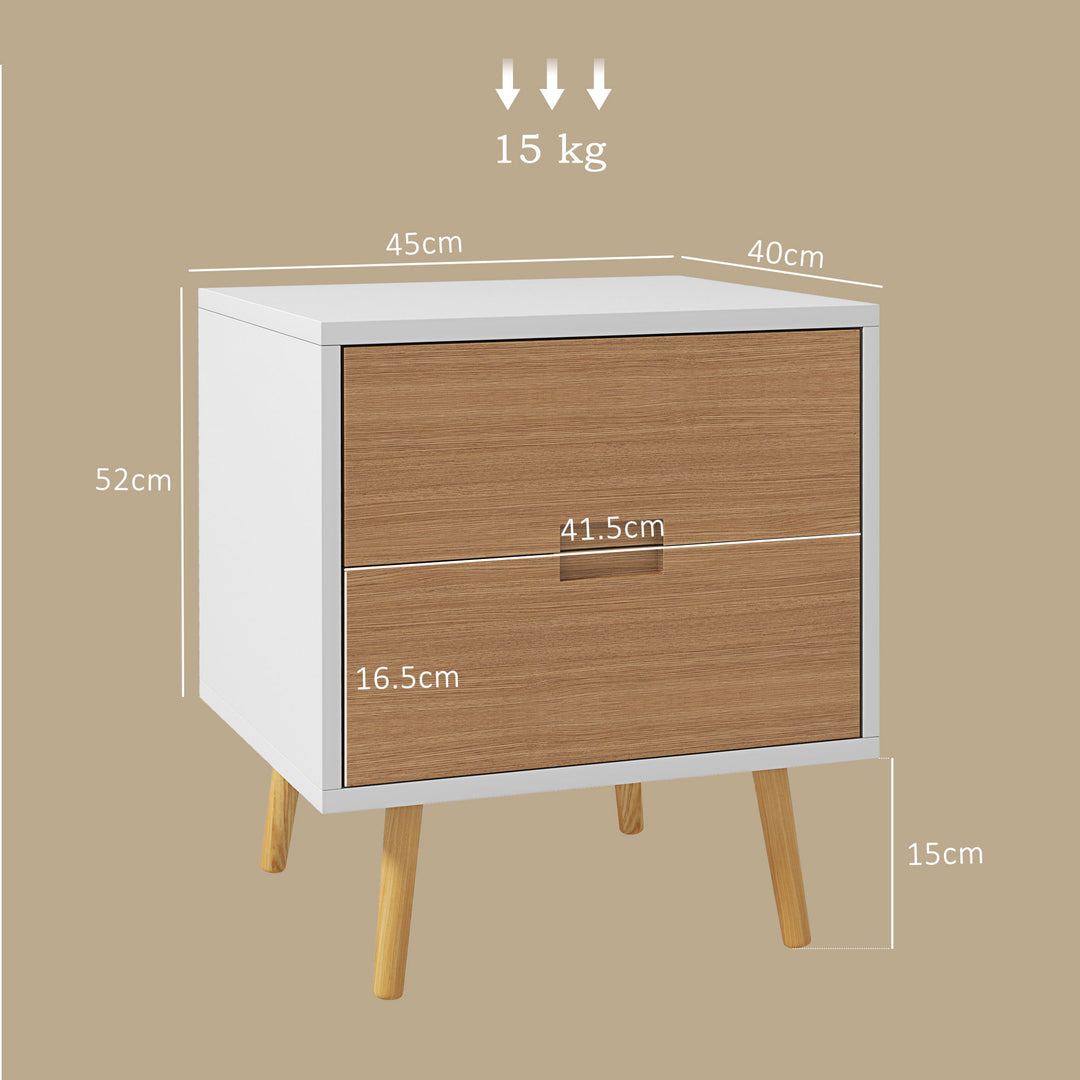 HOMCOM Wood Effect - Drawer Bedside Table - Brown/White