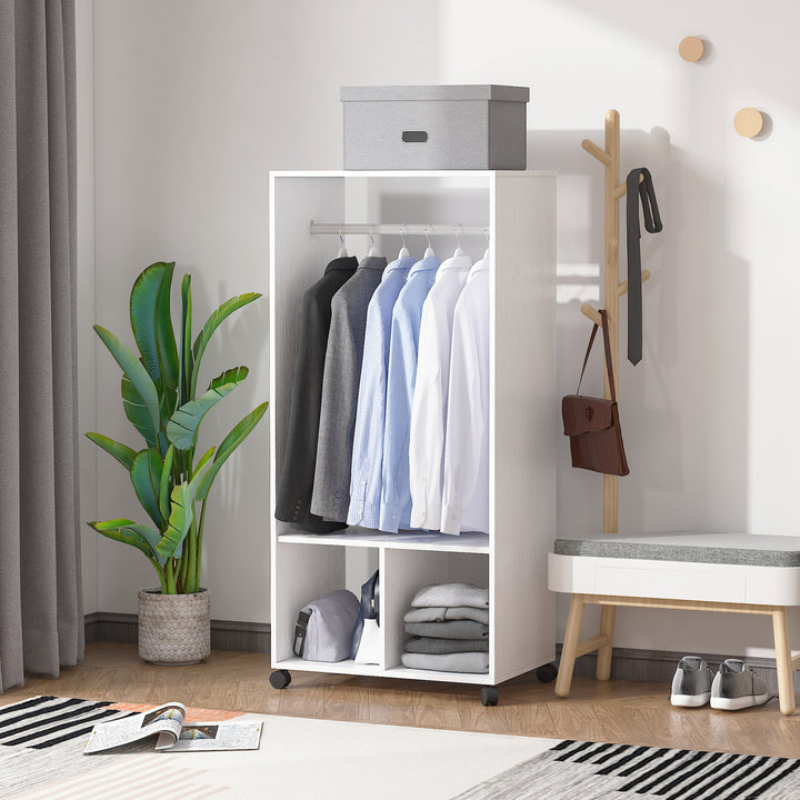 HOMCOM Open Wardrobe with Shelves, White