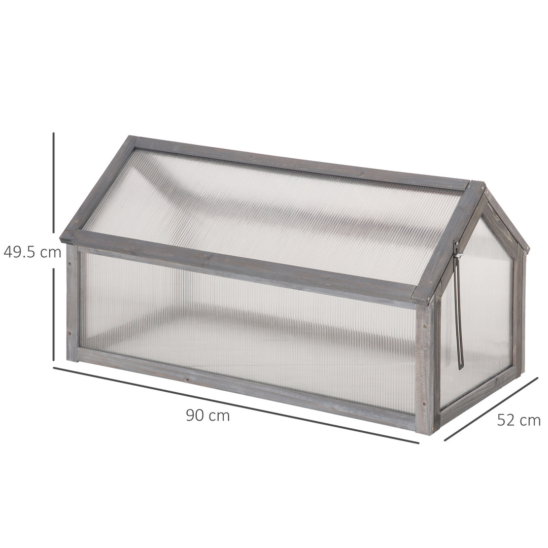 Wooden Cold Frame Greenhouse Garden Polycarbonate Grow House w/ Openable Top for Flowers