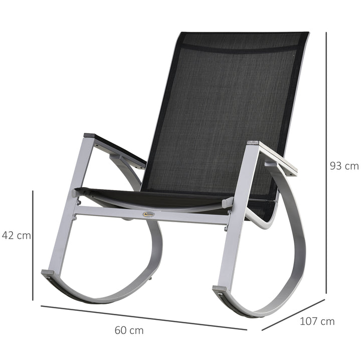 Rocking Chair Sun Lounger Garden Seat Patio High Back Texteline Black