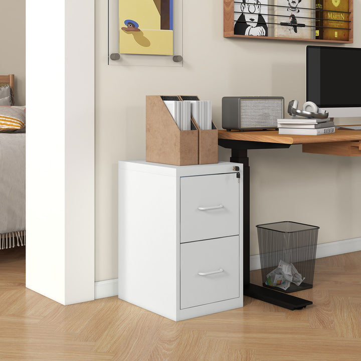 Two-Drawer Modern Steel Filing Cabinet with Central-Locking Mechanism