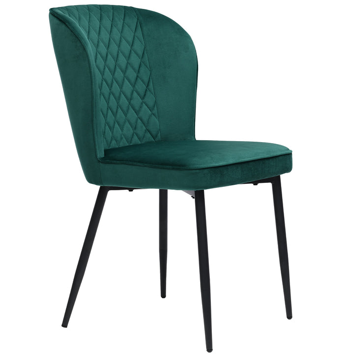 Set of 2 Velvet Dining Chairs with Metal Legs, Green