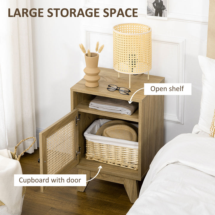 Bedside Cabinets: Rattan-Infused Duo with Shelving & Storage