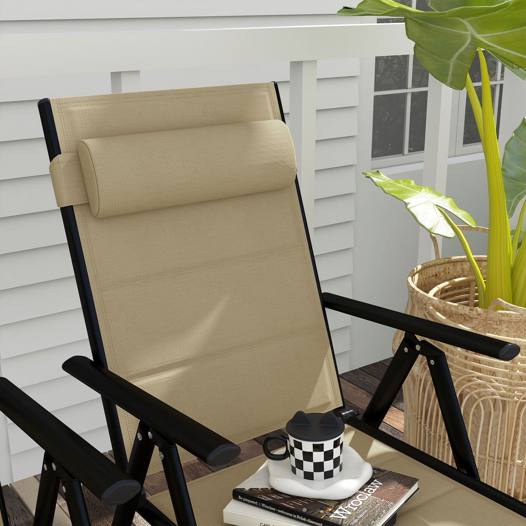 Set of 2 Patio Folding Chairs w/ Adjustable Back