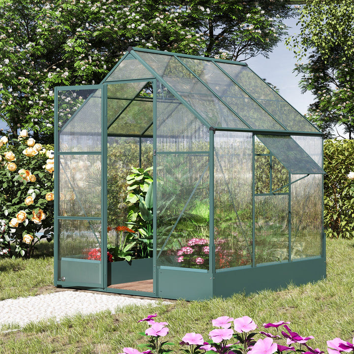 Garden Walk-in Aluminium Greenhouse Polycarbonate with Plant Bed