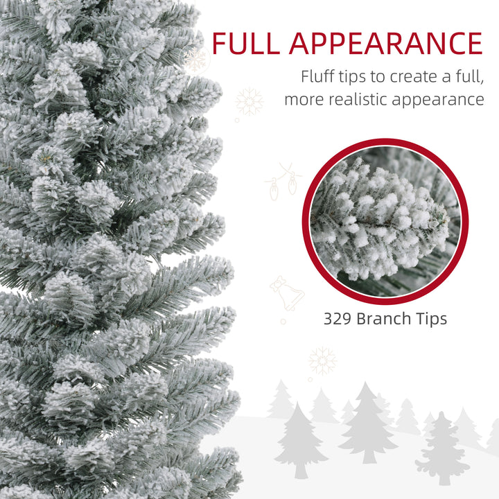 6ft Artificial Pencil Christmas Tree with 329 Snow Flocked Tips