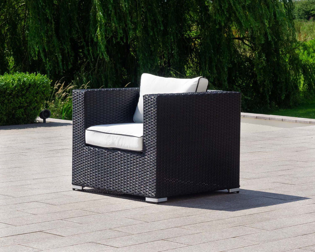 Rattan Garden Armchair in Black & White - Ascot - Rattan Direct