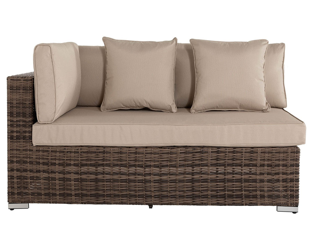 Right As You Sit Rattan Garden Sofa in Brown & Champagne - Premium Weave - Monaco - Rattan Direct