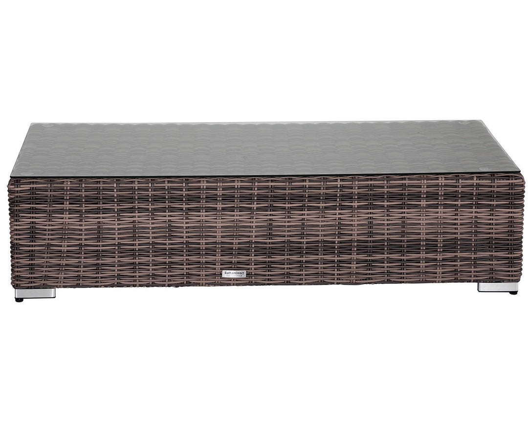 Rattan Garden Ottoman / Coffee Table in Brown & Champagne - Premium Weave Rattan - Monaco - Rattan Direct