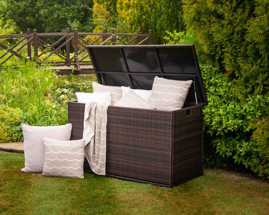 Outdoor Rattan Garden Storage Box in Brown - Rattan Direct