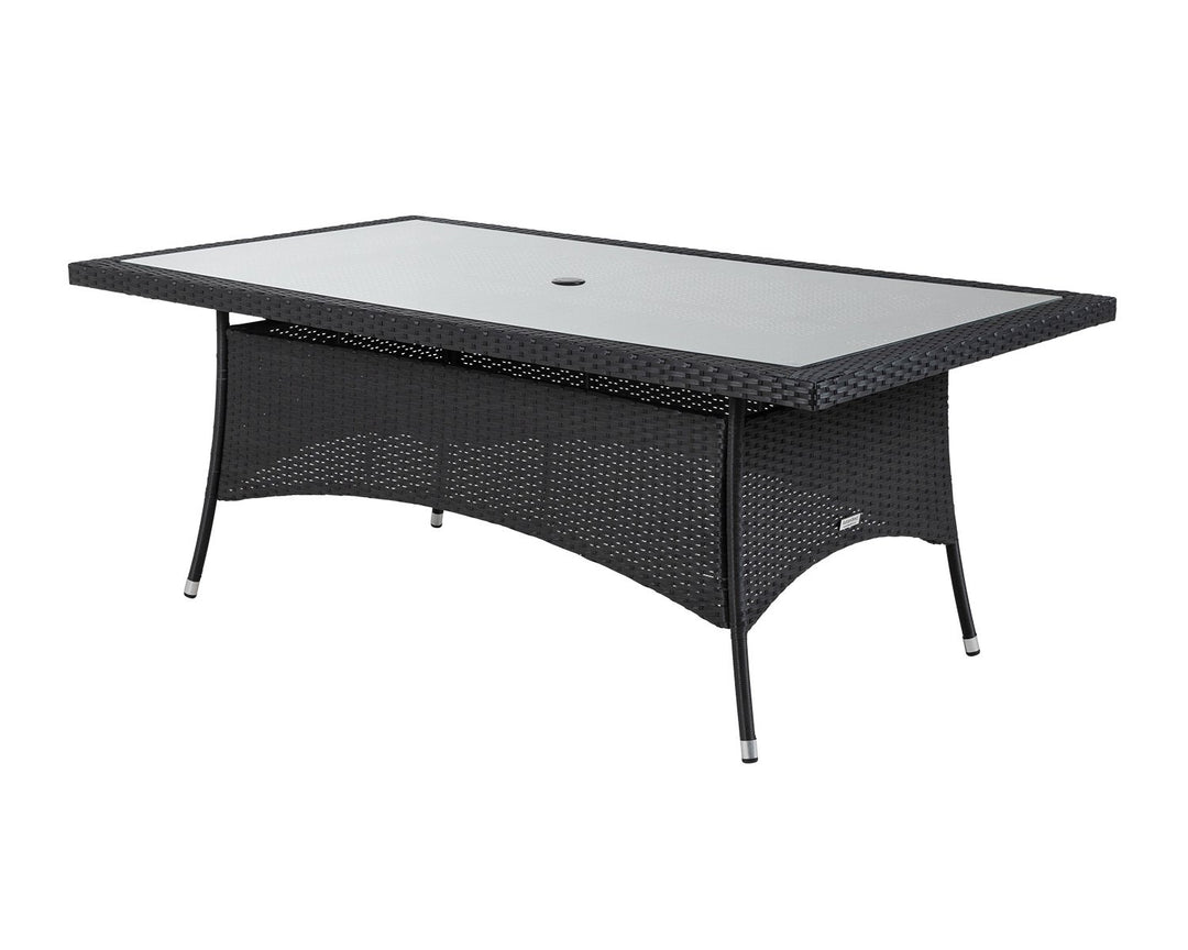 Large Rectangular Rattan Garden Dining Table in Black - Rattan Direct