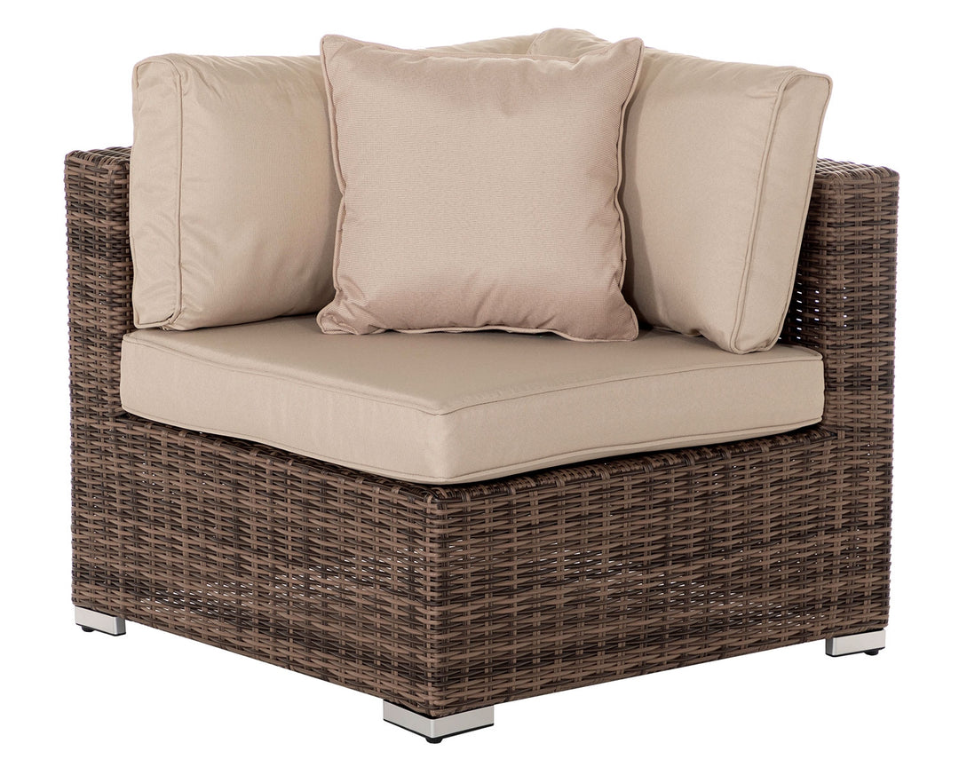 Florida Rattan Garden Corner Section in Truffle Brown & Champagne - Rattan Direct