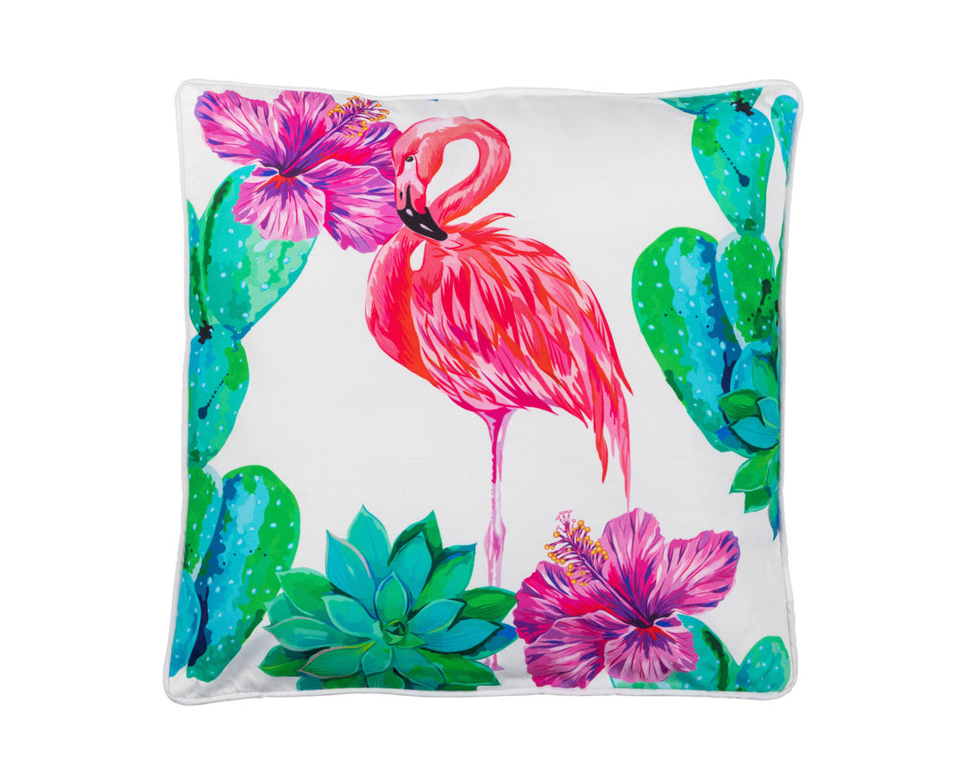 Premium Scatter Cushion in Flamingo Print - Rattan Direct