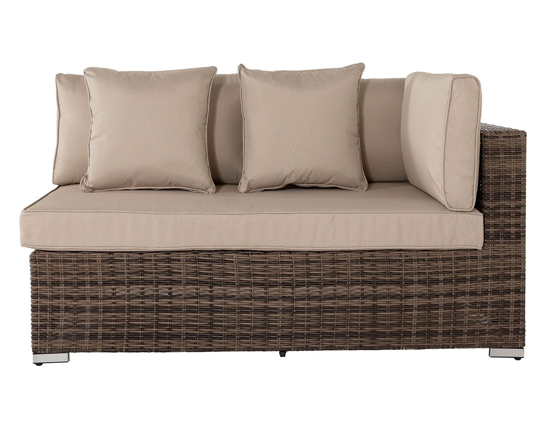 Left As You Sit Rattan Garden Sofa in Brown & Champagne - Premium Weave - Monaco - Rattan Direct