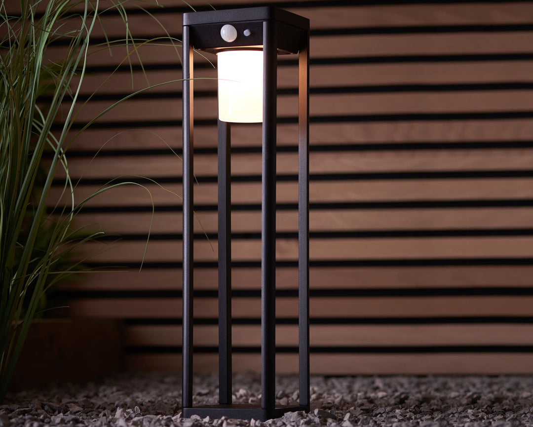 Endon Hallam Solar LED Outdoor Floor Light in Black - Rattan Direct