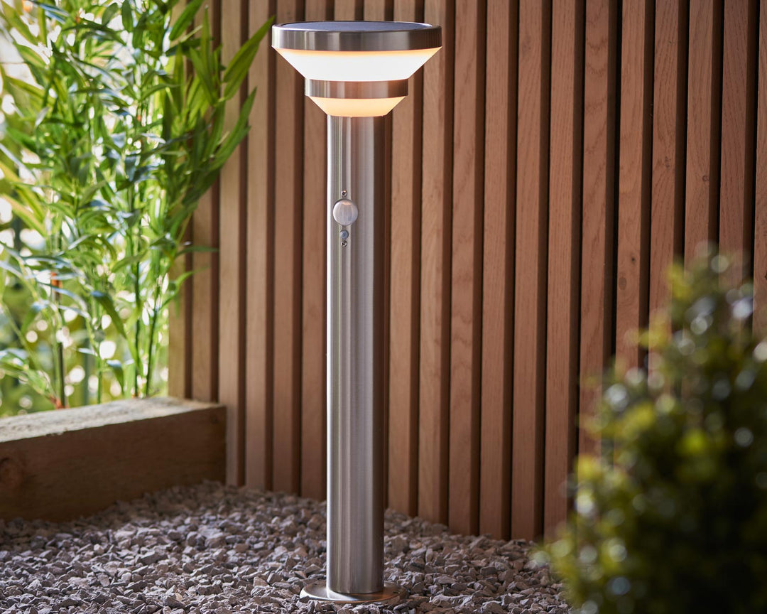 Endon Halton Solar LED Outdoor Floor Light in Silver - Rattan Direct