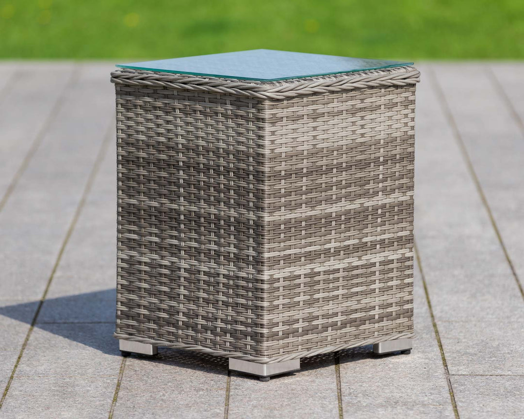 Tall Square Rattan Garden Side Table in Grey - Rattan Direct