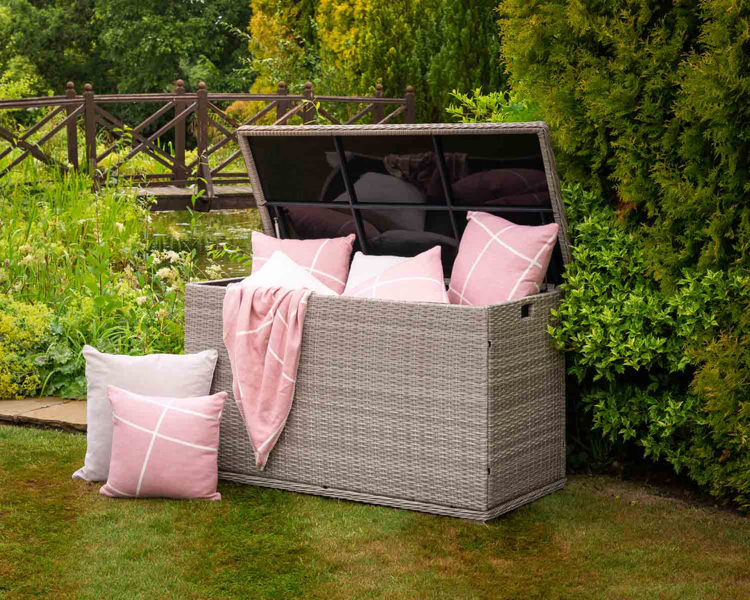 Outdoor Rattan Garden Storage Box in Grey - Rattan Direct