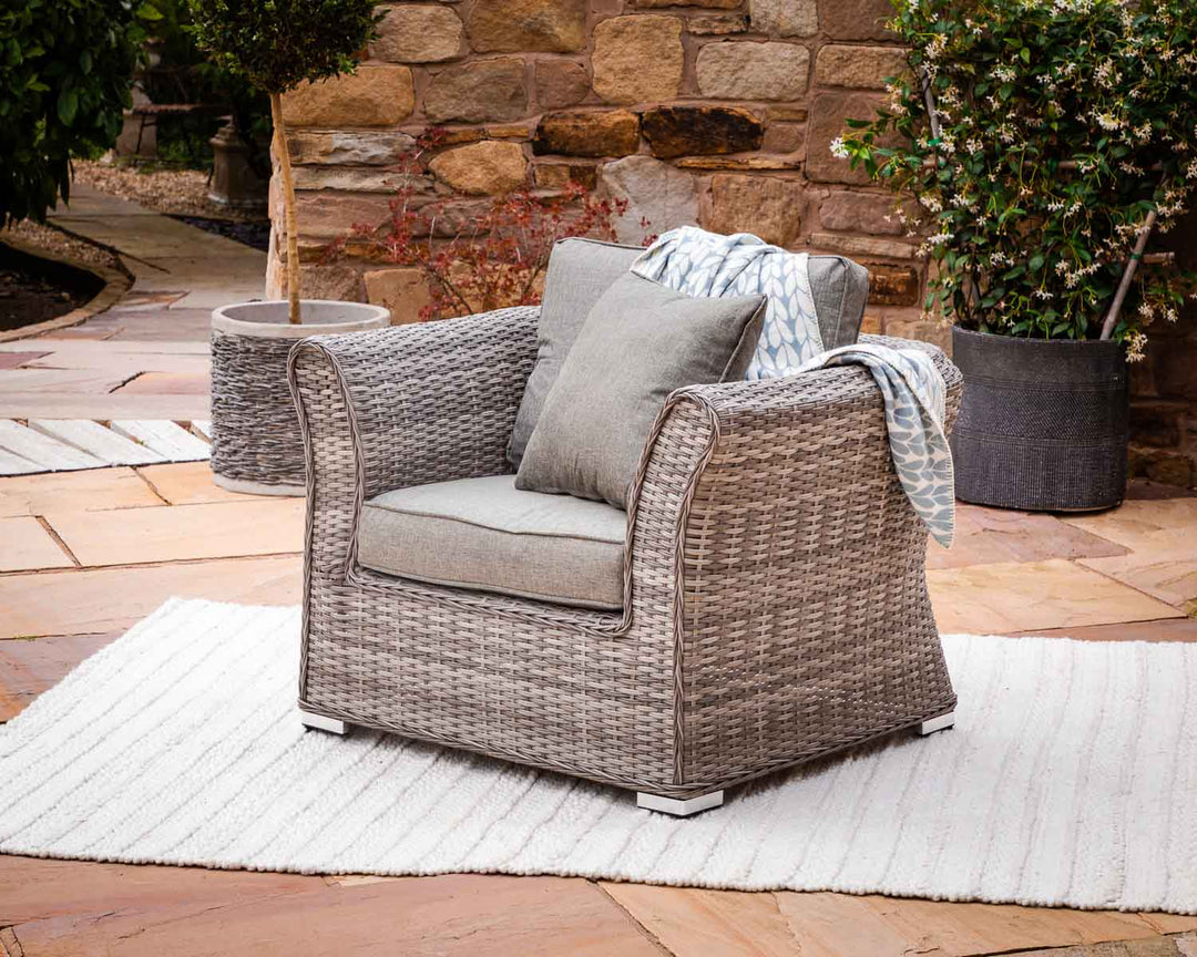 Rattan Garden Armchair in Grey - Lisbon - Rattan Direct