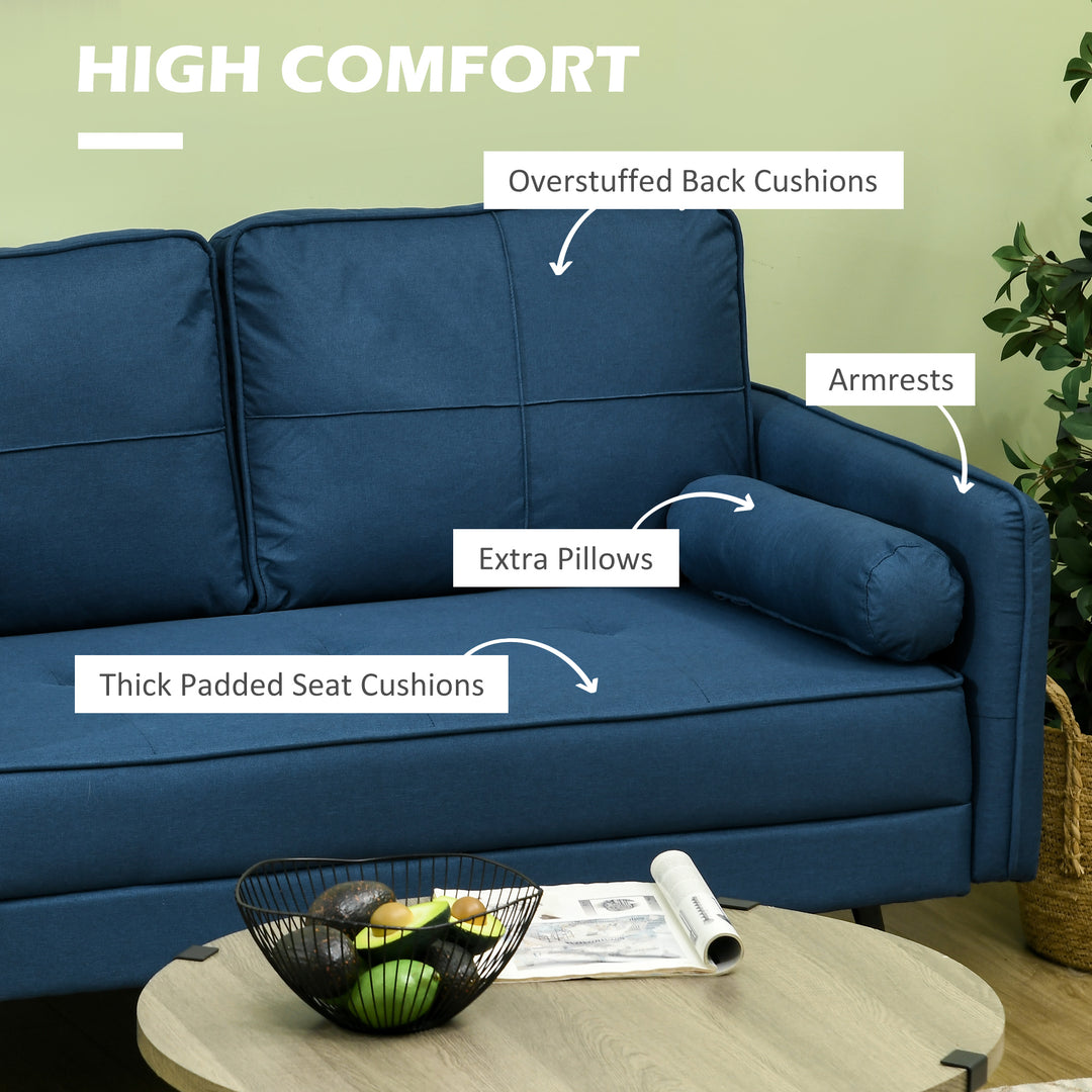 143cm Loveseat Sofa for Bedroom Upholstered 2 Seater Sofa with Back Cushions and Pillows