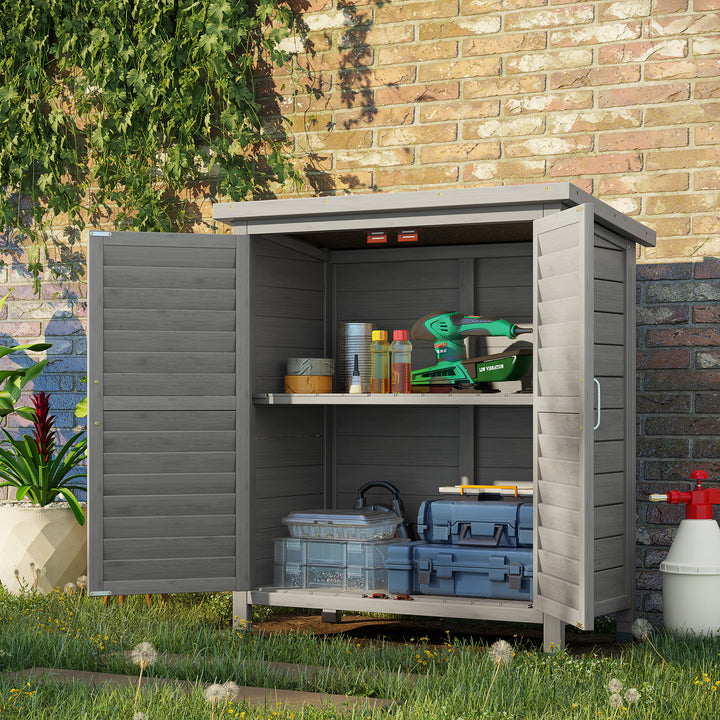 Garden Shed Wooden Garden Storage Shed 2 Door Unit Solid Fir Wood Garage Tool Organisation Cabinet