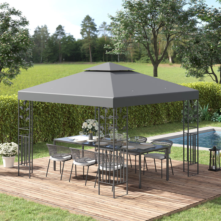 3 x 3m Outdoor Garden Steel Gazebo with 2 Tier Roof