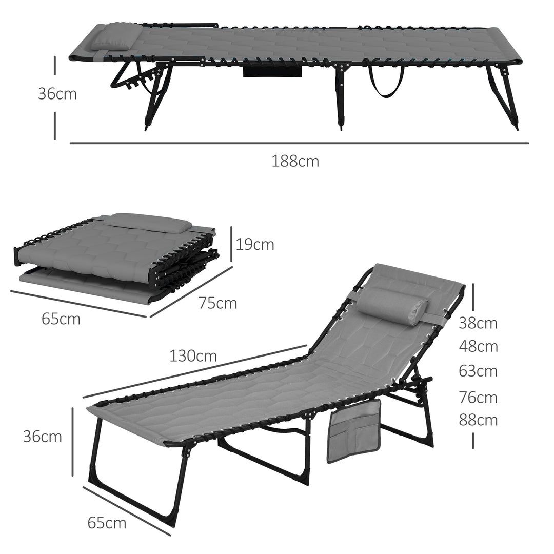 Foldable Sun Lounger Set with 5-level Reclining Back