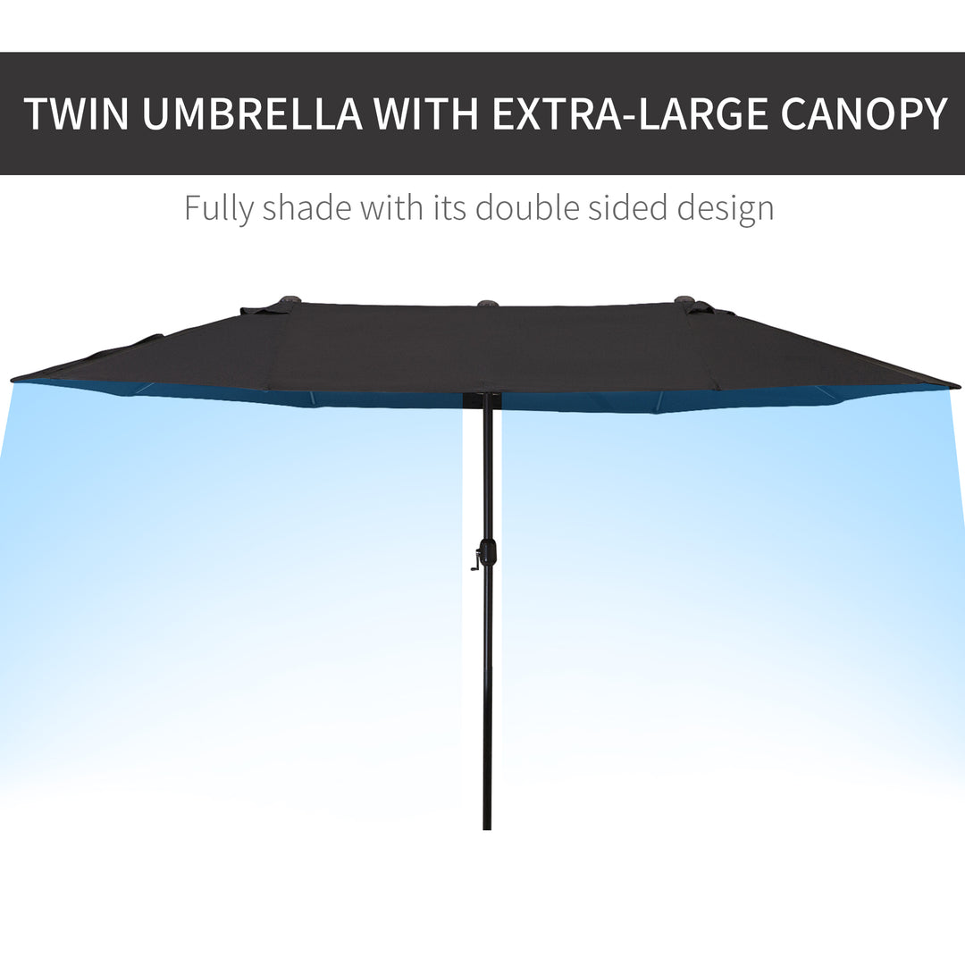 Waterproof 4.6m Double-Sided Patio Parasol Sun Umbrella-Black