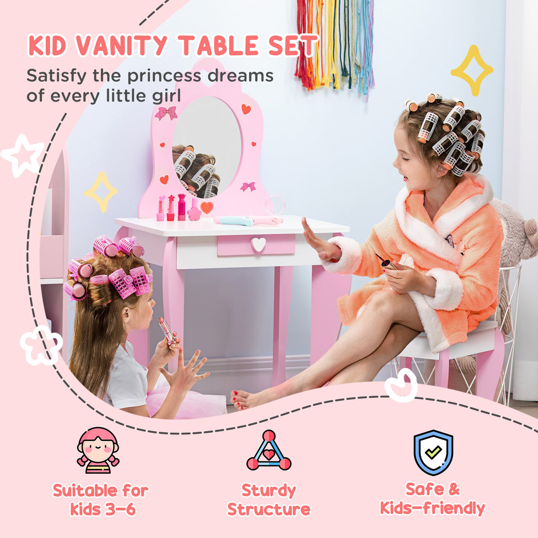 Pink Kids Vanity Set with Dressing Table