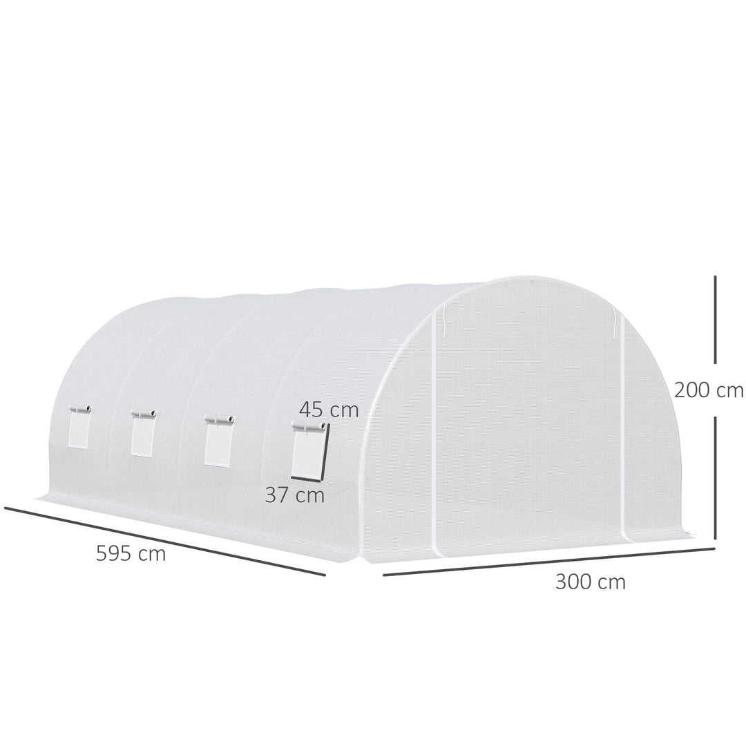 6 x 3 x 2 m Large Walk-In Greenhouse Garden Polytunnel Greenhouse with Metal Frame