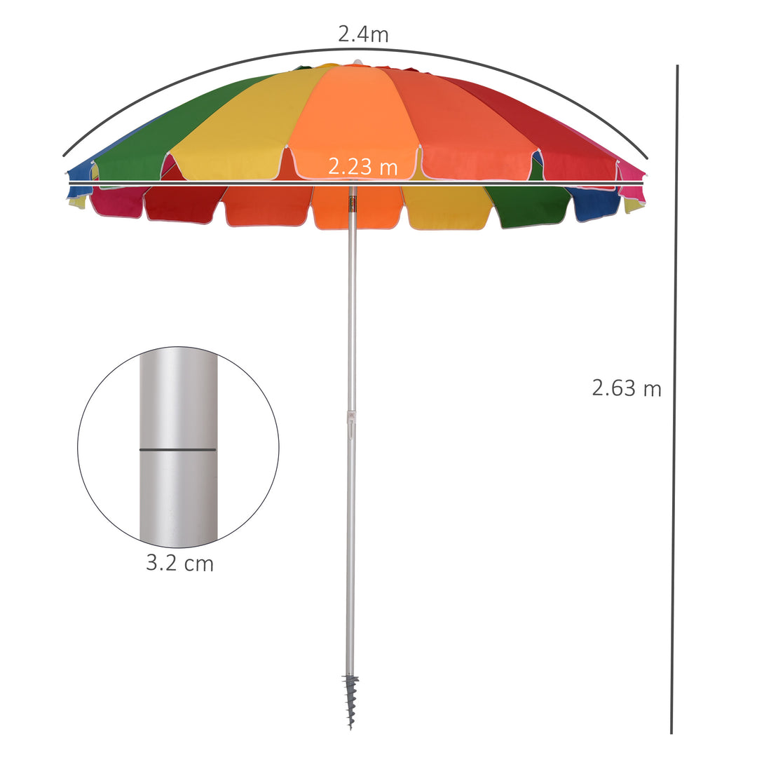 Waterproof Arc Beach Umbrella: 2.4m with Sand Anchor