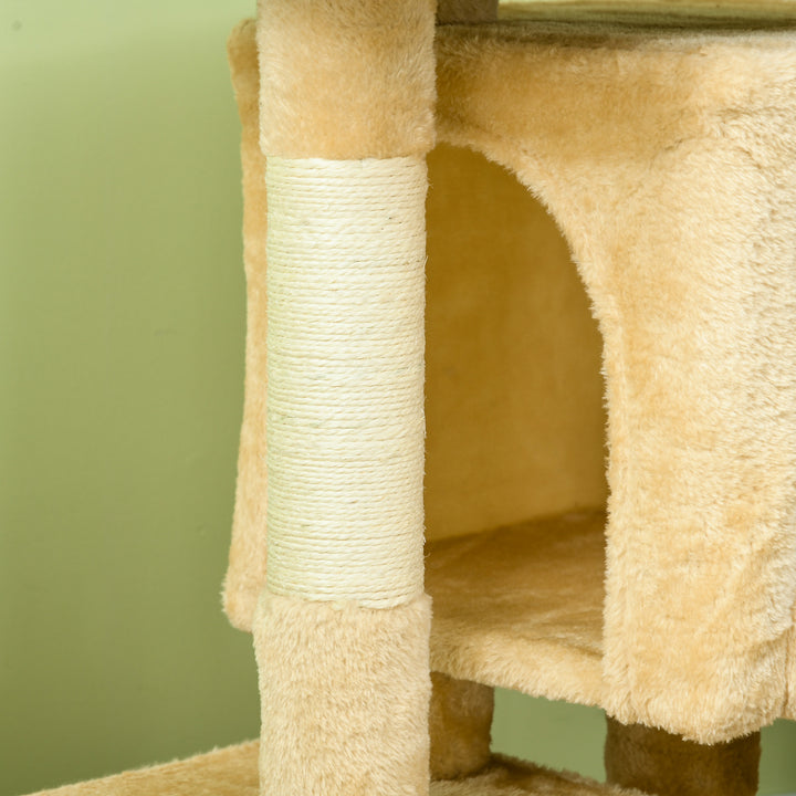 Deluxe Cat Activity Centre: Sisal Rest & Play with 2 Cosy Houses